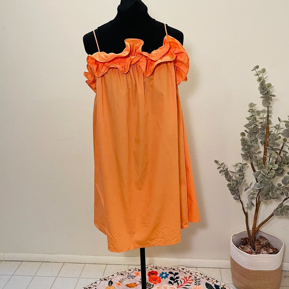Adorable Spaghetti Strap Dress - Size Small - Vibrant Orange